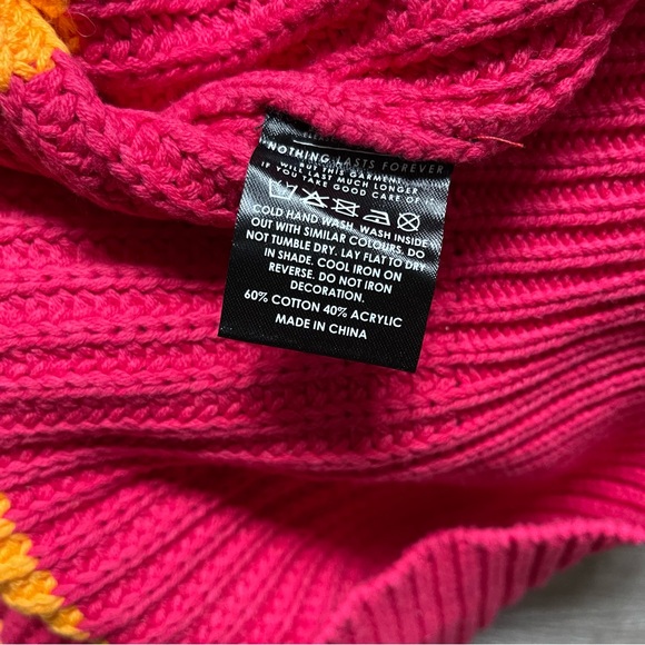 *NWT Lazy Oaf Oversized Rainbow Striped Turtleneck Sweater - Picture 6 of 7